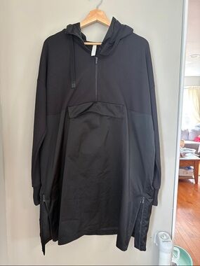 Athleta Black Hooded Long Pullover Jacket